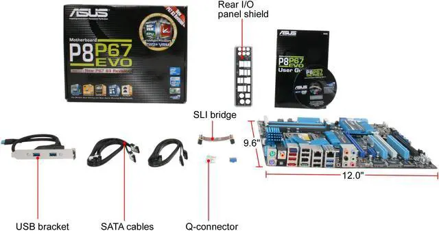 Alt view image 5 of 5 - ASUS P8P67 EVO (REV 3.0) LGA 1155 Intel P67 USB 3.0 ATX Intel Motherboard