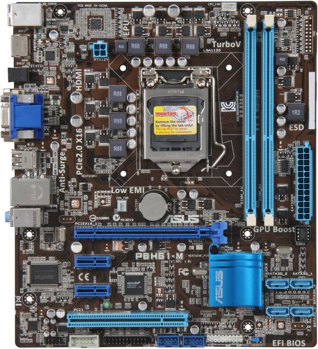 Alt view image 3 of 5 - ASUS P8H61-M (REV 3.0) LGA 1155 Intel H61 HDMI Micro ATX Intel Motherboard