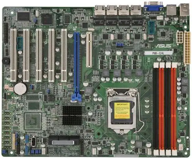 Alt view image 3 of 5 - ASUS P8B-C/4L ATX Server Motherboard LGA 1155 Intel C202 DDR3 1600/1333/1066