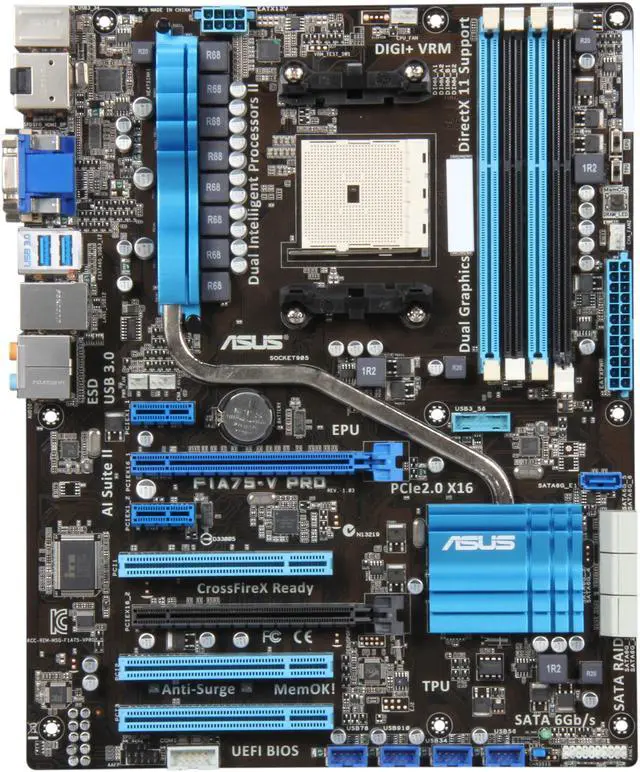 Alt view image 3 of 5 - ASUS F1A75-V PRO FM1 AMD A75 (Hudson D3) USB 3.0 HDMI ATX AMD Motherboard with UEFI BIOS