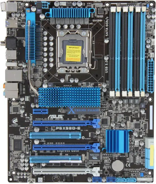 Alt view image 3 of 5 - ASUS P6X58D-E LGA 1366 Intel X58 USB 3.0 ATX Intel Motherboard