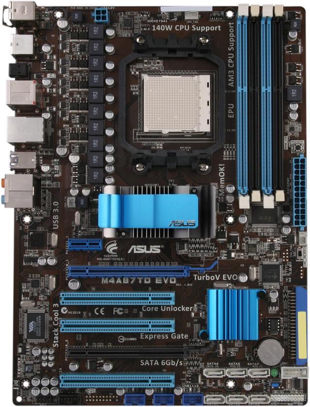 Alt view image 3 of 5 - ASUS M4A87TD-EVO-PB-R AM3 AMD 870 USB 3.0 ATX AMD Motherboard