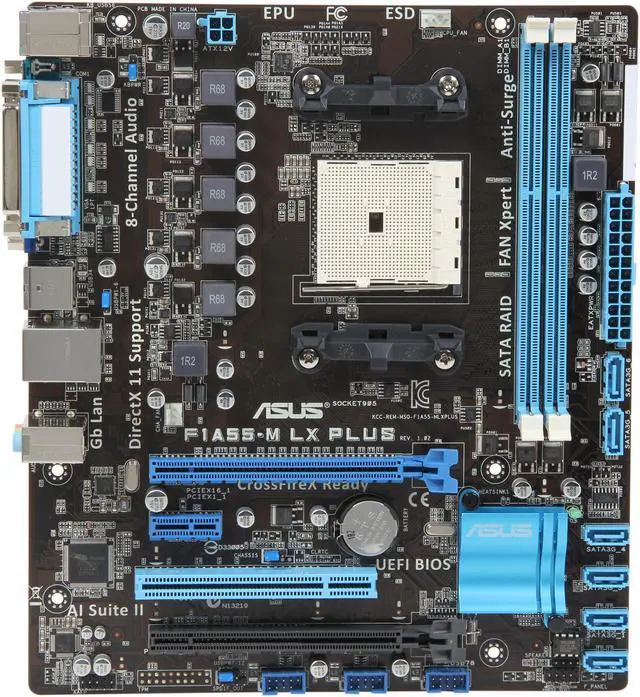 Alt view image 3 of 5 - ASUS F1A55-M LX PLUS FM1 AMD A55 (Hudson D2) Micro ATX AMD Motherboard