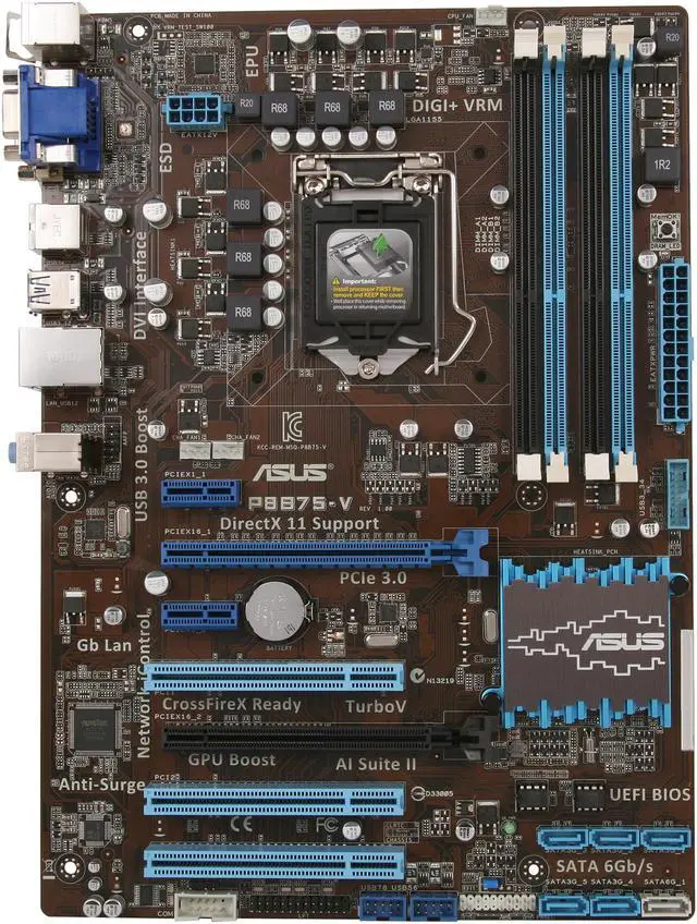 Alt view image 3 of 8 - ASUS P8B75-V LGA 1155 Intel B75 USB 3.0 ATX Intel Motherboard
