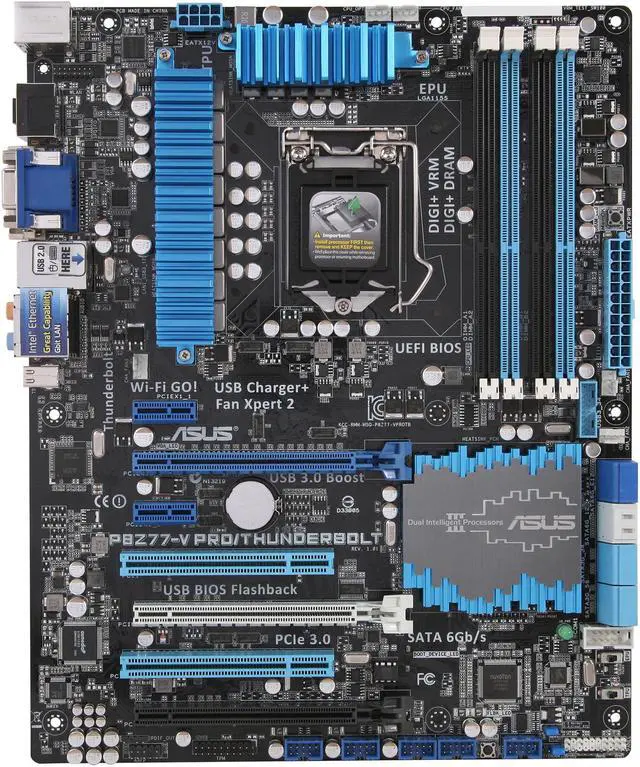 Alt view image 3 of 5 - ASUS P8Z77-V PRO/THUNDERBOLT LGA 1155 Intel Z77 HDMI USB 3.0 ATX Intel Motherboard