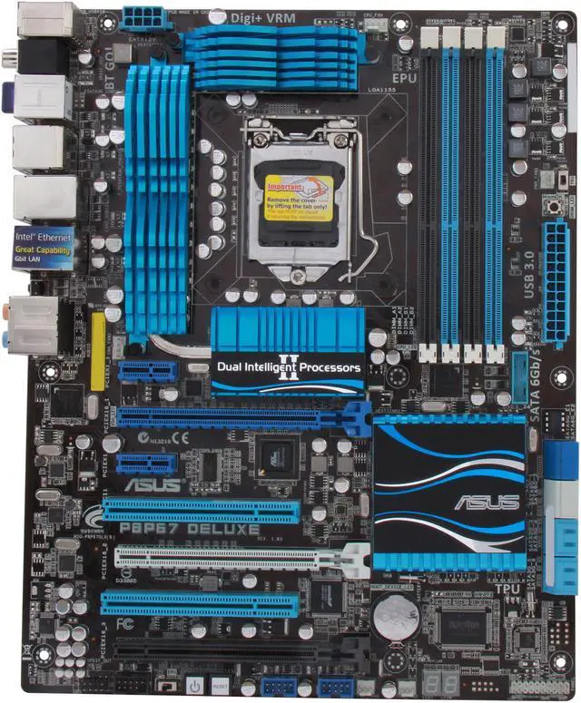 Alt view image 3 of 4 - ASUS P8P67 DELUXE (REV 3.0) LGA 1155 Intel P67 USB 3.0 ATX Intel Motherboard with UEFI BIOS