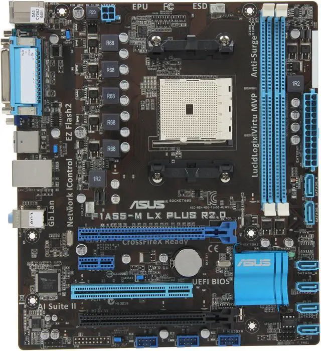 Alt view image 3 of 5 - ASUS F1A55-M LX PLUS R2.0 FM1 AMD A55 (Hudson D2) Micro ATX AMD Motherboard with UEFI BIOS