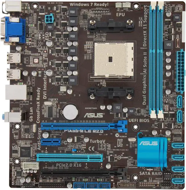 Alt view image 3 of 5 - ASUS F1A55-M LE R2.0 FM1 AMD A55 (Hudson D2) Micro ATX AMD Motherboard with UEFI BIOS