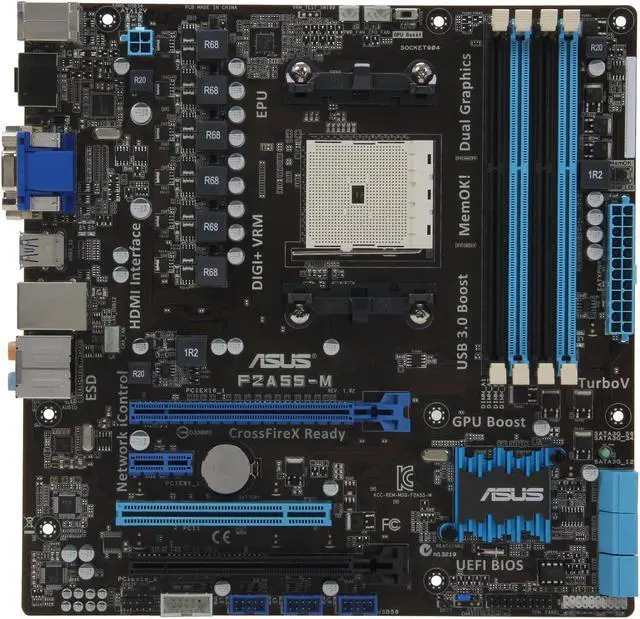 Alt view image 3 of 5 - ASUS F2A55-M/CSM FM2 AMD A55 (Hudson D2) USB 3.0 HDMI Micro ATX AMD Motherboard with UEFI BIOS