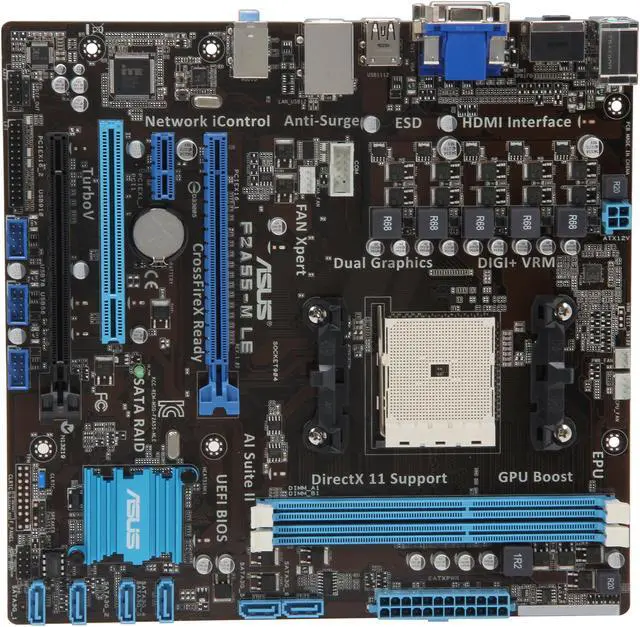 Alt view image 3 of 5 - ASUS F2A55-M LE FM2 AMD A55 (Hudson D2) HDMI Micro ATX AMD Motherboard with UEFI BIOS