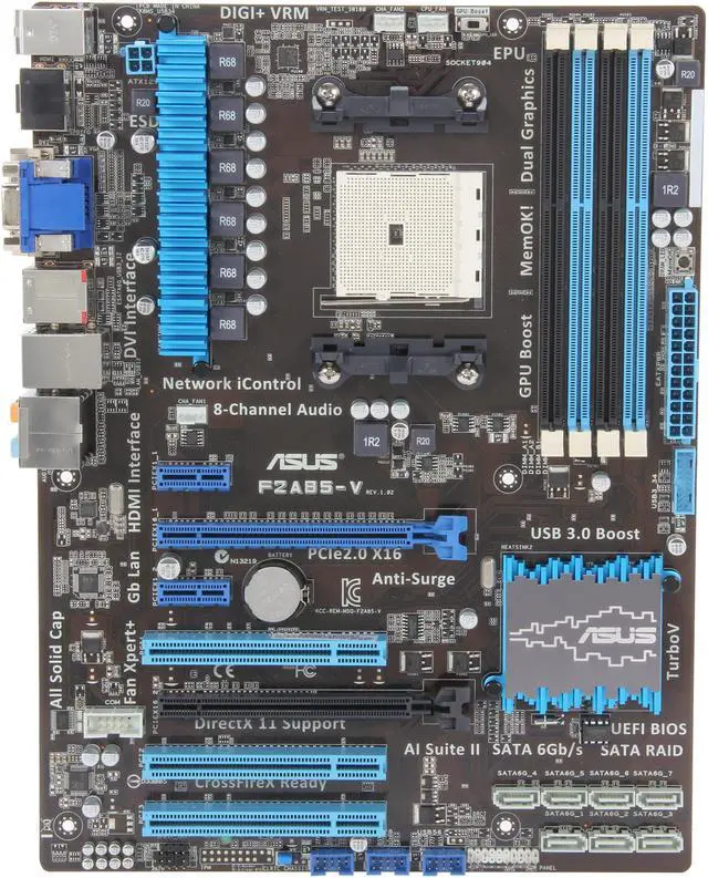 Alt view image 3 of 5 - ASUS F2A85-V FM2 AMD A85X (Hudson D4) USB 3.0 HDMI ATX AMD Motherboard with UEFI BIOS