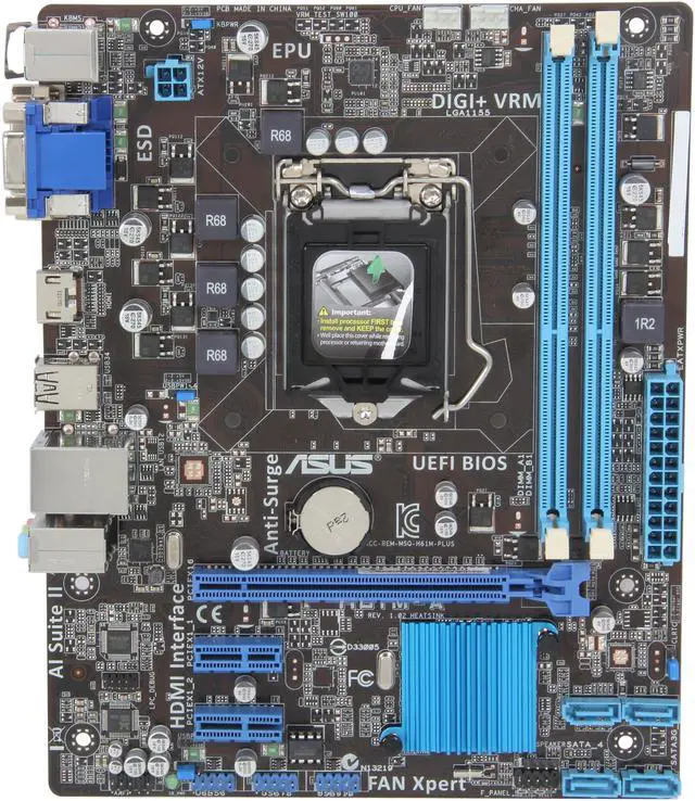 Alt view image 4 of 6 - ASUS H61M-A LGA 1155 Intel H61(B3) HDMI Micro ATX Intel Motherboard