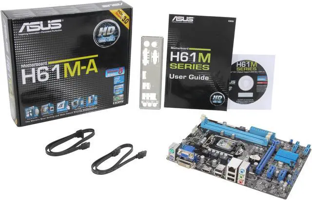 Alt view image 6 of 6 - ASUS H61M-A LGA 1155 Intel H61(B3) HDMI Micro ATX Intel Motherboard