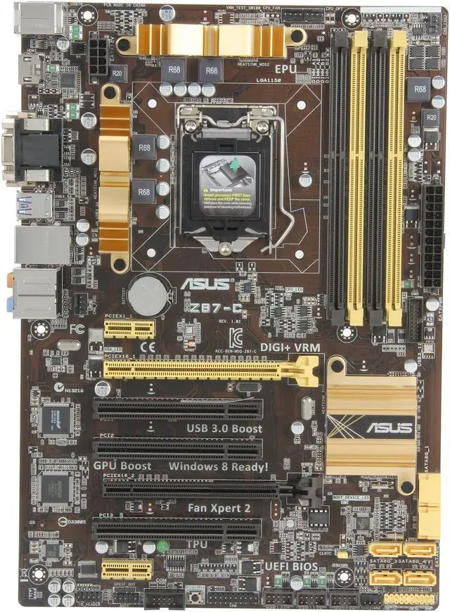 Alt view image 3 of 7 - ASUS Z87-C LGA 1150 Intel Z87 HDMI USB 3.0 ATX Intel Motherboard