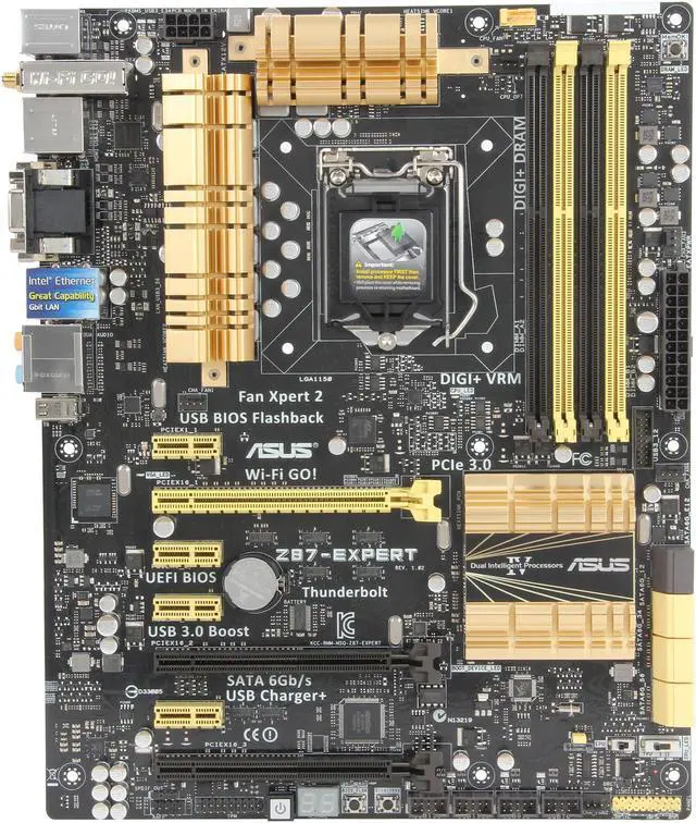 Alt view image 3 of 5 - ASUS Z87-EXPERT LGA 1150 Intel Z87 HDMI USB 3.0 ATX Intel Motherboard