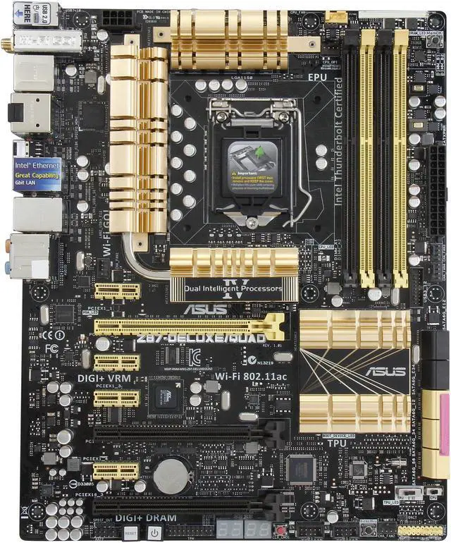 Alt view image 2 of 4 - ASUS Z87-DELUXE/QUAD LGA 1150 Intel Z87 HDMI USB 3.0 ATX Intel Motherboard