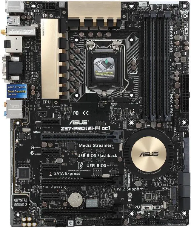 Alt view image 4 of 5 - ASUS Z97-PRO(Wi-Fi ac) LGA 1150 Intel Z97 HDMI USB 3.0 ATX Intel Motherboard