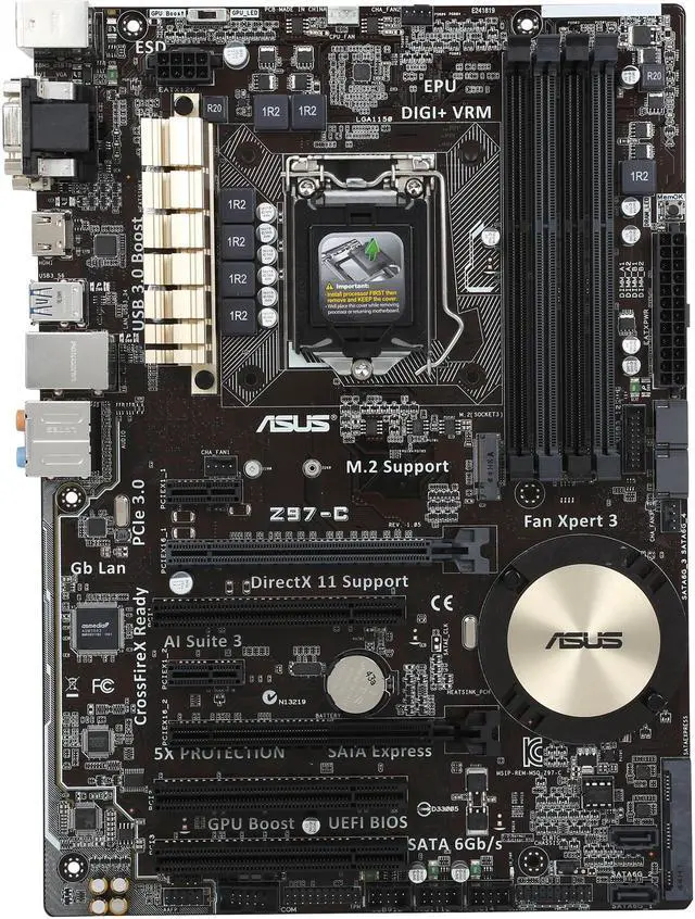 Alt view image 4 of 5 - ASUS Z97-C LGA 1150 Intel Z97 HDMI USB 3.0 ATX Intel Motherboard