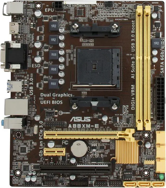 Alt view image 3 of 5 - ASUS A88XM-E FM2+ AMD A88X (Bolton D4) USB 3.0 HDMI Micro ATX AMD Motherboard