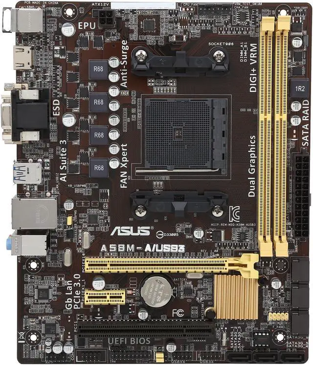 Alt view image 3 of 5 - ASUS A58M-A/USB3 FM2+ AMD A58 (Bolton D2) USB 3.0 HDMI Micro ATX AMD Motherboard