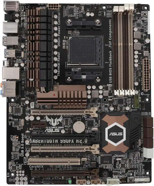 Alt view image 3 of 5 - ASUS SABERTOOTH 990FX R2.0-R AM3+ AMD 990FX + SB950 USB 3.0 ATX AMD Motherboard with UEFI BIOS - Certified - Grade A
