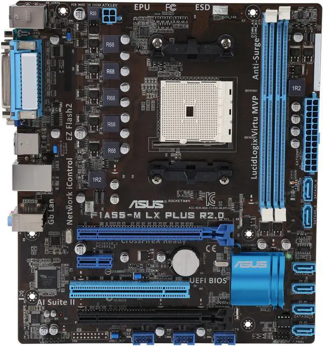 Alt view image 3 of 5 - ASUS F1A55-M LX PLUS R2.0-R FM1 AMD A55 (Hudson D2) Micro ATX AMD Motherboard with UEFI BIOS