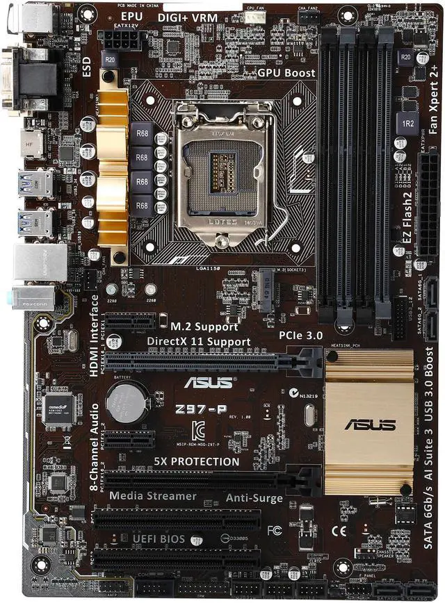 Alt view image 3 of 5 - ASUS Z97-P LGA 1150 Intel Z97 HDMI USB 3.0 ATX Intel Motherboard