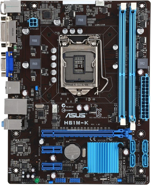 Alt view image 3 of 5 - ASUS H61M-K-R LGA 1155 Intel H61(B3) uATX Intel Motherboard