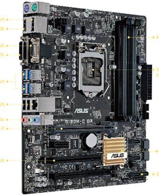 Alt view image 3 of 6 - ASUS B150M-C D3 LGA 1151 Intel B150 HDMI USB 3.0 Micro ATX Intel Motherboard