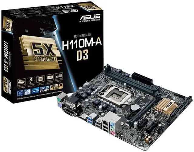 Alt view image 5 of 5 - ASUS H110M-A D3 LGA 1151 Intel H110 HDMI USB 3.0 uATX Intel Motherboard