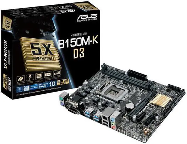 Alt view image 6 of 6 - ASUS B150M-K D3 LGA 1151 Intel B150 USB 3.0 Micro ATX Intel Motherboard