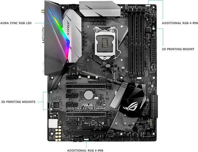 Alt view image 4 of 9 - ASUS ROG STRIX Z270E GAMING LGA1151 DDR4 DP HDMI DVI M.2 ATX Motherboard with Onboard AC Wi-Fi and USB 3.1