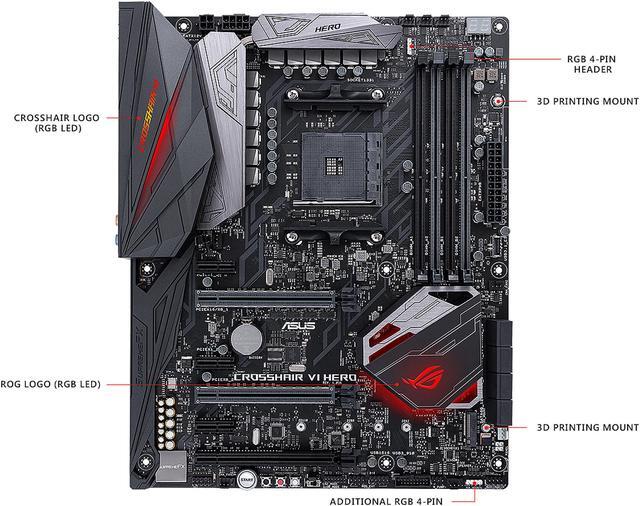 Alt view image 2 of 6 - ASUS ROG Crosshair VI Hero AM4 AMD X370 USB 3.1 ATX AMD Motherboard