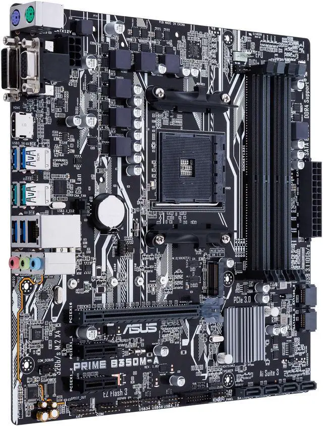 Alt view image 3 of 6 - ASUS Prime B350M-A/CSM AM4 AMD B350 USB 3.1 HDMI Micro ATX Motherboards - AMD