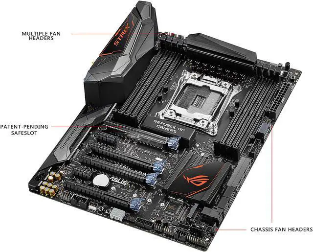 Alt view image 4 of 7 - ASUS ROG STRIX X99 GAMING/RGB STRIP with Aura RGB Strip by DeepCool LGA 2011-v3 DDR4 M.2 U.2 X99 ATX Motherboard with Onboard AC Wi-Fi and USB 3.1