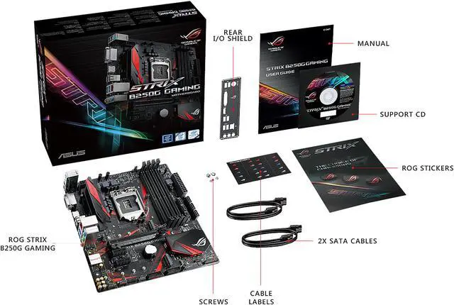 Alt view image 6 of 7 - ASUS ROG STRIX B250G GAMING LGA1151 DDR4 HDMI DVI M.2 Micro-ATX Motherboard with USB 3.1