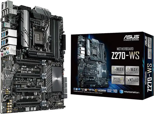 Alt view image 7 of 7 - ASUS Z270-WS LGA1151 DDR4 DisplayPort HDMI 2.0 4-Way SLI CrossfireX M.2 U.2 Z270 ATX Motherboard with Dual Gigabit LAN and USB 3.1