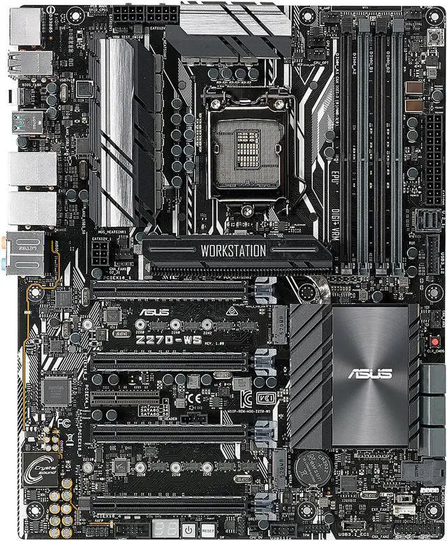 Main image of ASUS Z270-WS LGA1151 DDR4 DisplayPort HDMI 2.0 4-Way SLI CrossfireX M.2 U.2 Z270 ATX Motherboard with Dual Gigabit LAN and USB 3.1
