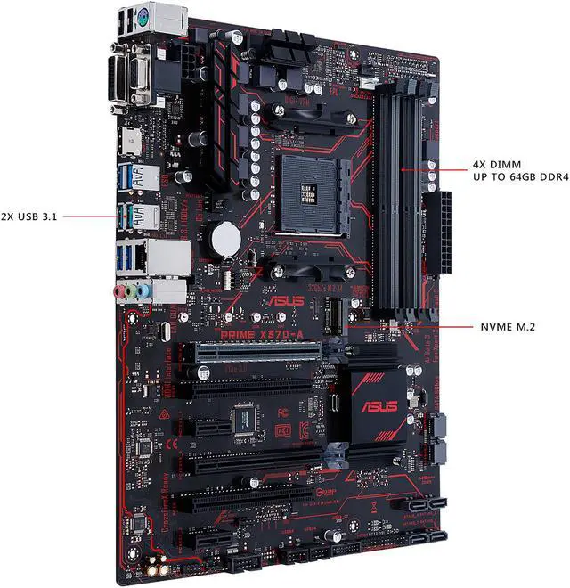 Alt view image 5 of 8 - ASUS PRIME X370-A AMD Ryzen AM4 DDR4 HDMI DVI VGA M.2 USB 3.1 ATX X370 Motherboard