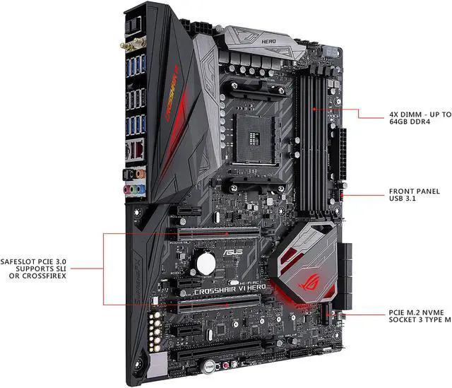 Alt view image 4 of 7 - ASUS ROG CROSSHAIR VI HERO (WI-FI AC) AM4 AMD X370 ATX AMD Motherboard