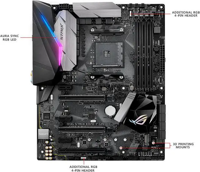 Alt view image 3 of 6 - ASUS ROG STRIX X370-F GAMING AM4 AMD X370 ATX AMD Motherboard