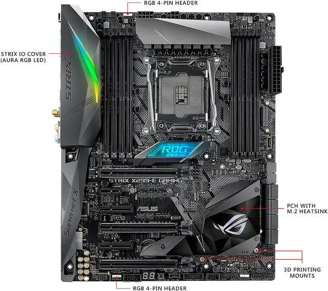 Alt view image 3 of 6 - ASUS ROG STRIX X299-E GAMING LGA2066 DDR4 M.2 USB 3.1 802.11 AC WI-FI X299 ATX Motherboard for Intel Core i9 and i7 X-Series Processors