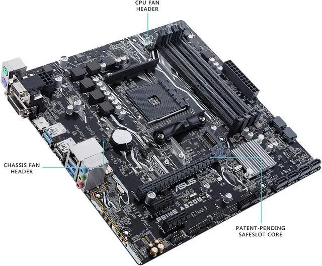 Alt view image 4 of 6 - ASUS PRIME A320M-A AM4 AMD A320 USB 3.1 HDMI Micro ATX AMD Motherboard