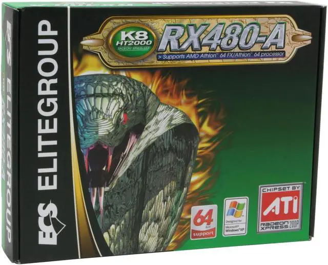 Alt view image 5 of 5 - ECS RX480-A (1.0) 939 ATI Radeon Xpress 200P ATX AMD Motherboard