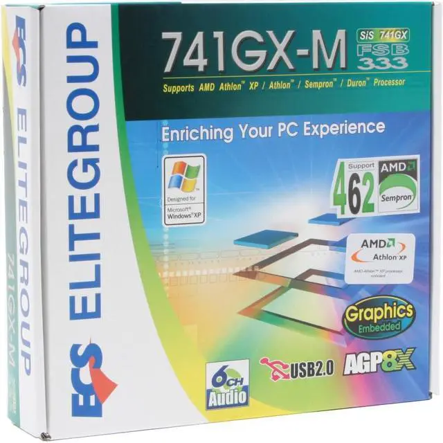 Alt view image 5 of 5 - ECS 741GX-M(V1.0) w/XPM 2400+ AMD Athlon XP Mobile 2400+ A (462) SiS 741GX Micro ATX