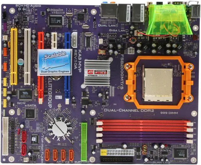 Alt view image 3 of 5 - ECS KA3 MVP (V1.0A) AM2 AMD 580X CrossFire ATX AMD Motherboard