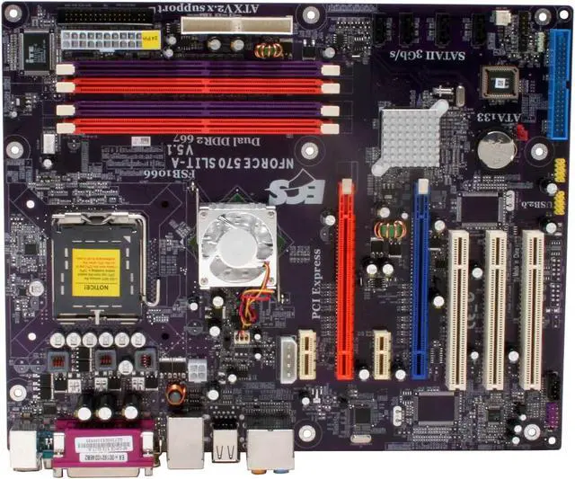 Alt view image 3 of 6 - ECS NFORCE 570 SLIT-A (V5.1) LGA 775 NVIDIA nForce 570 SLI ATX Intel Motherboard