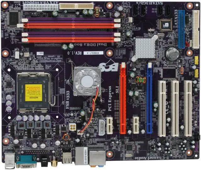 Alt view image 3 of 11 - ECS NF650iSLIT-A (V1.0) LGA 775 NVIDIA nForce 650i SLI ATX Intel Motherboard