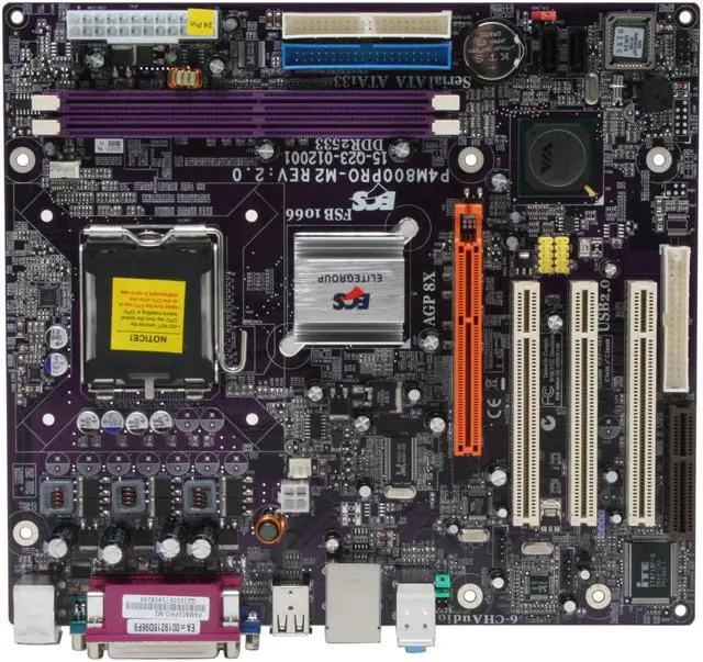 Alt view image 3 of 7 - ECS P4M800PRO-M2 V2.0 LGA 775 VIA P4M800 PRO Micro ATX Intel Motherboard