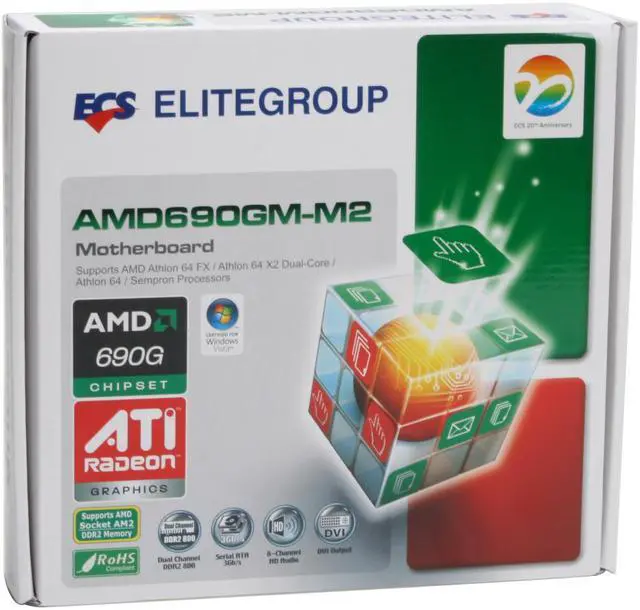 Alt view image 7 of 7 - ECS AMD690GM-M2 AM2 AMD 690G Micro ATX AMD Motherboard